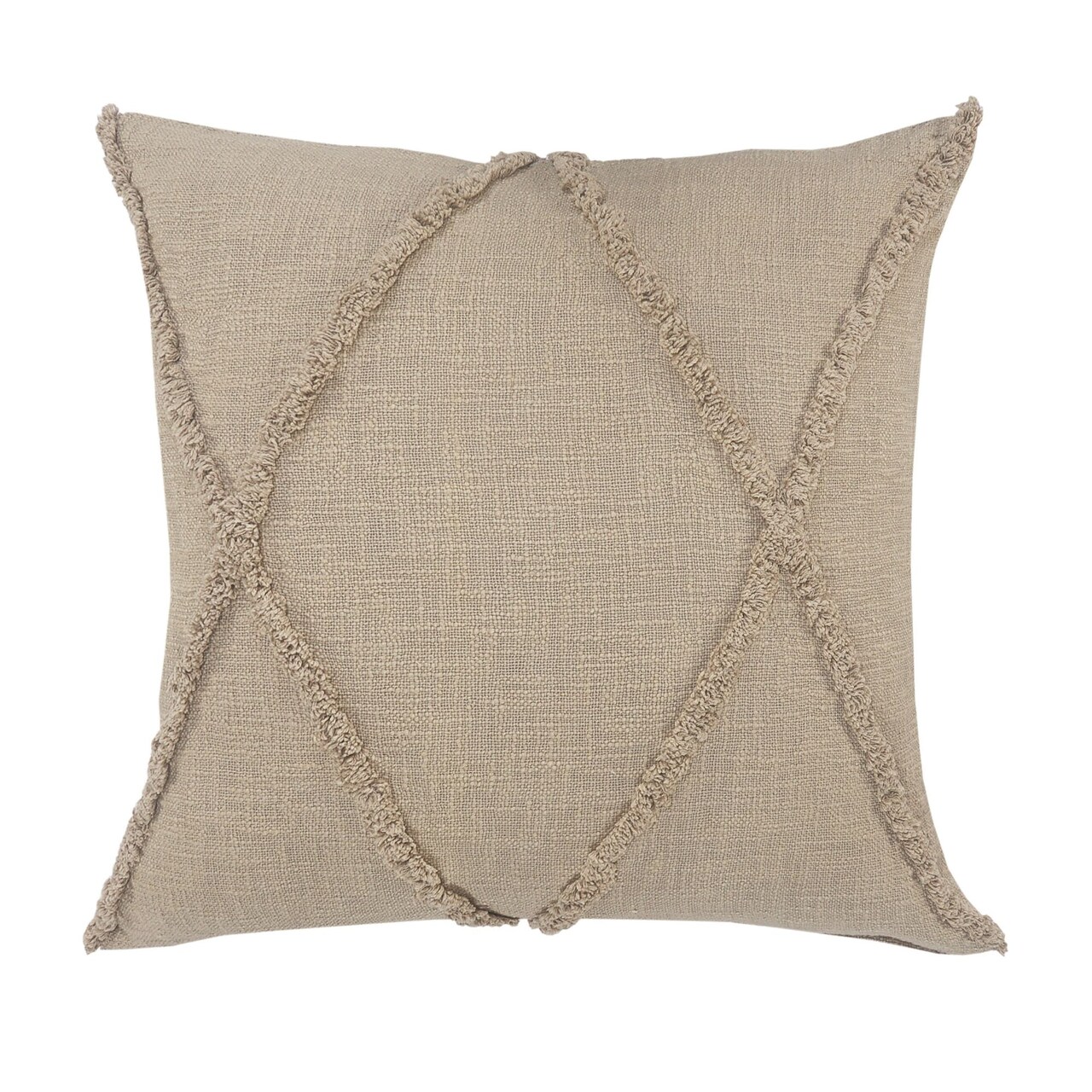 Laddha Home Designs 20" Taupe Hand Woven Diamond Tufted Square Throw Pillow
